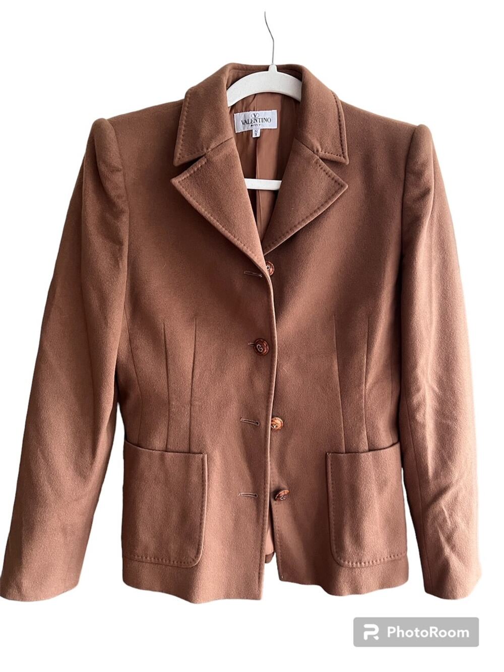 Vintage Valentino Brown Wool Blazer Jacket Women’s Size 42 Italy, Size 8 US